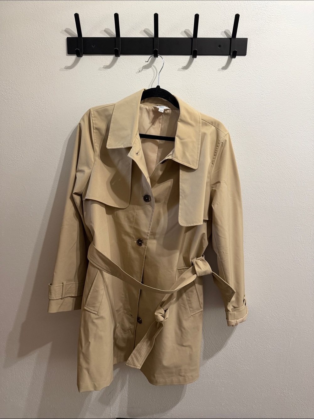 Time and Tru Khaki Trench Coat with Belt